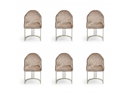 Luxus Iesszëmmerstull 6x Still Stoftdesign Metal zäitgenëssesch Stillmiwwelen