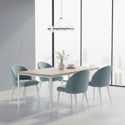 Luxus Iesszëmmer Holz 6x Still blo armlose neit Design gepolsterten Stull