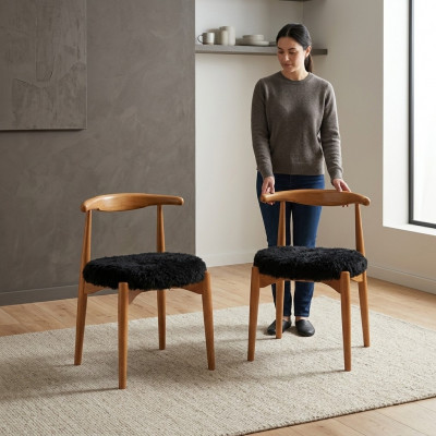 Luxus Iesszëmmer Holz 2x Still Braun Ouni Aarmlehn Design gepolsterte Stull
