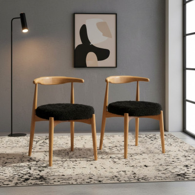 Luxus Iesszëmmer Holz 2x Still Braun Ouni Aarmlehn Design gepolsterte Stull