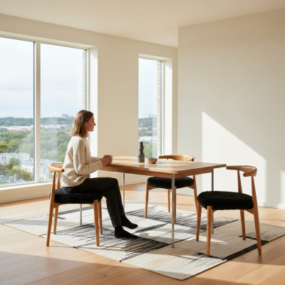 Modern Iesszëmmer Holz 4x Still Braun Ouni Armlehn Design gepolsterte Stull