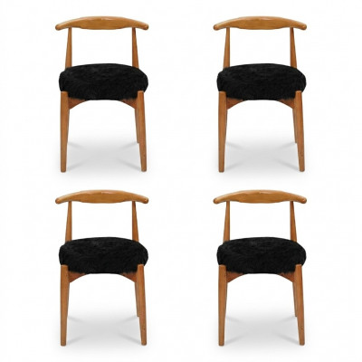 Modern Iesszëmmer Holz 4x Still Braun Ouni Armlehn Design gepolsterte Stull