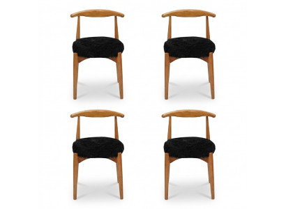 Modern Iesszëmmer Holz 4x Still Braun Ouni Armlehn Design gepolsterte Stull