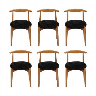Luxus Iesszëmmer Holz 6x Stull Braun Ouni Armlehn Design gepolsterte Stull