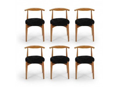 Luxus Iesszëmmer Holz 6x Stull Braun Ouni Armlehn Design gepolsterte Stull