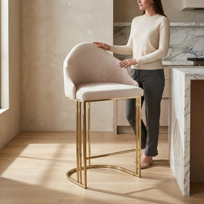 Luxus Iessdësch Stull Beige Sëtzstull Miwwelen Ariichtung Sëtzpolster Still
