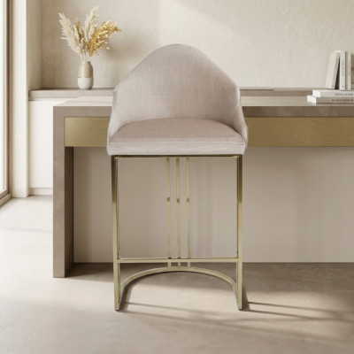 Luxus Iessdësch Stull Beige Sëtzstull Miwwelen Ariichtung Sëtzpolster Still