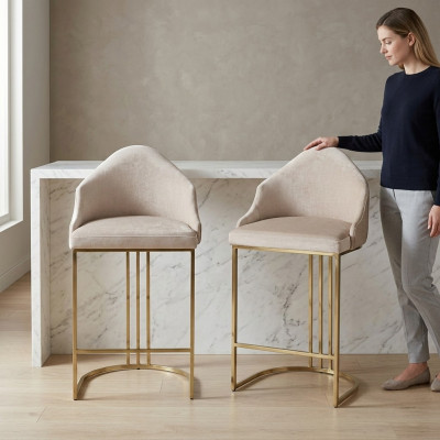 Luxus Iessdësch 2x Still Beige Lehnstull Miwwel Ariichtung Sëtzpolster Still