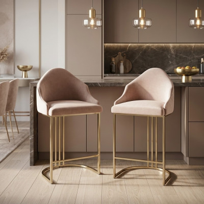 Luxus Iessdësch 2x Still Beige Lehnstull Miwwel Ariichtung Sëtzpolster Still