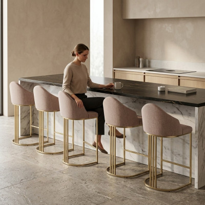 Stilvoll Iessdësch 6x Still Beige Lehnstull Miwwelen Ariichtung Sëtzkëssen Still