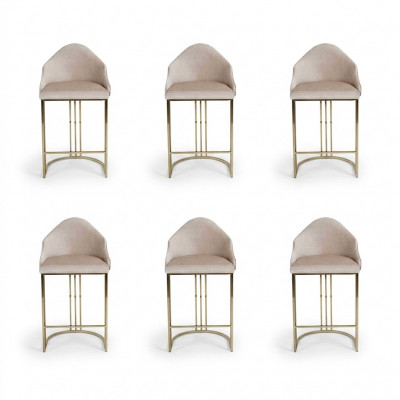 Stilvoll Iessdësch 6x Still Beige Lehnstull Miwwelen Ariichtung Sëtzkëssen Still