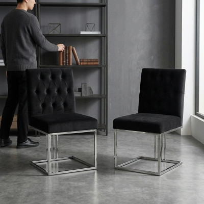 Schwaarze Léngstull Designer 2x Stullë Iesszëmmer Miwwelen Iessstullë Edelstolstull