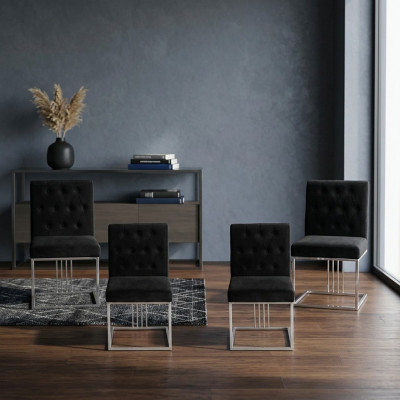 Schwaarz 4x Still Lehnstuhl Designer Iesszëmmer Miwwel Iessstill Edelstolstull