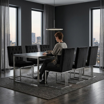Schwaarzen Iesszëmmer 6x Still Lehnstull Designer Miwwelen Iessstill Edelstolstill