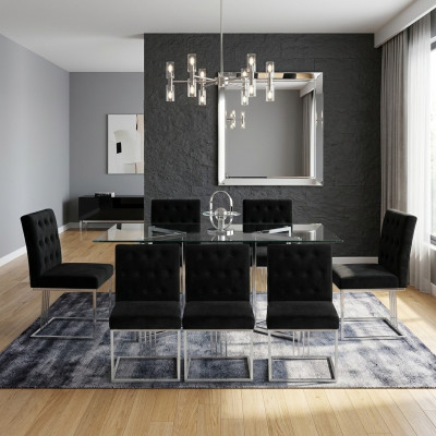 Schwaarzen Iesszëmmer 6x Still Lehnstull Designer Miwwelen Iessstill Edelstolstill