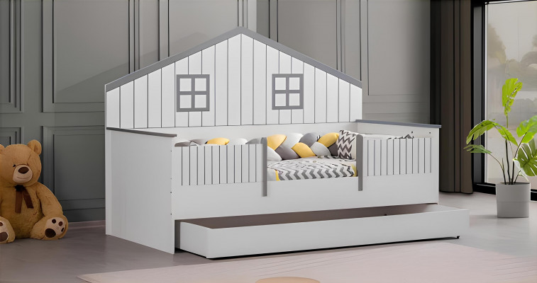 Kannerzëmmer Miwwelen Komplettzëmmer Méifaarweg Kannerbett Kleederschaaf Kommod.