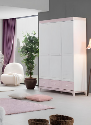 Kannerzëmmer Garnitur Modern Kandebett mat Schreifdësch Kommode Kleederschaf