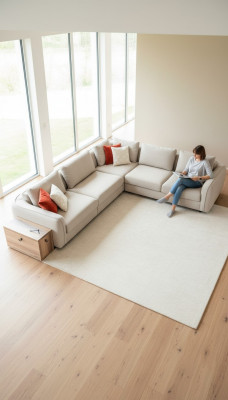 Ecksofa L-Form Beige Wunnzëmmer Design Couchen Miwwelen Polstersofa 317 x 312