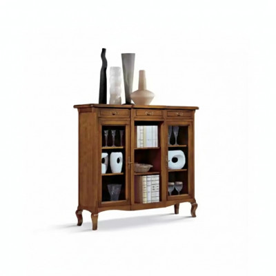 Vitrine Wunnzëmmer Miwwelen Anrichte Holz Vitrinen Braun Schaf Echt Holz