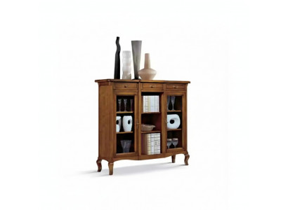 Vitrine Wunnzëmmer Miwwelen Anrichte Holz Vitrinen Braun Schaf Echt Holz