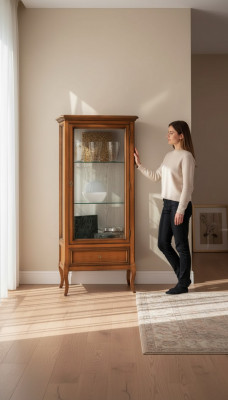 Vitrinn Holzschief Klassesch Vitrinnen Holz Design Wunnzëmmer Neit