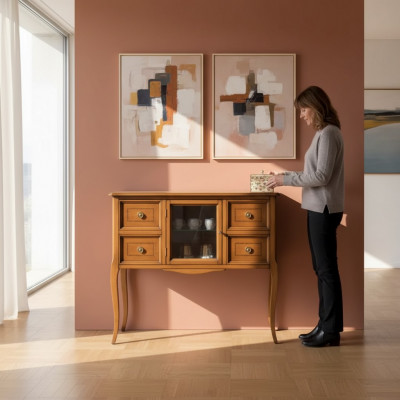 Klassesch Stil Kommode Sideboard Wunnzëmmer Holz Anrichte Braun Nei