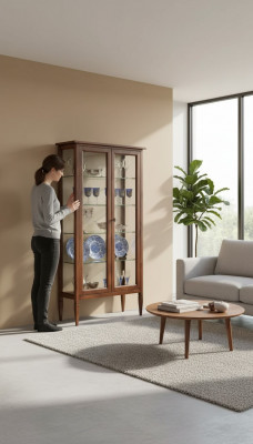 Vitrinnen Glas Schaf brong Wunnzëmmer Holz Anrichte Luxus Miwwelen Italien