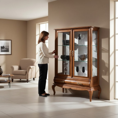 Luxus Holz Vitrine Anrichte Design Braun Italienesch Miwwel Schaf Nei