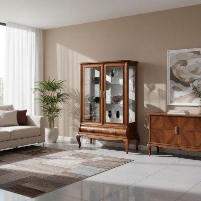 Luxus Holz Vitrine Anrichte Design Braun Italienesch Miwwel Schaf Nei