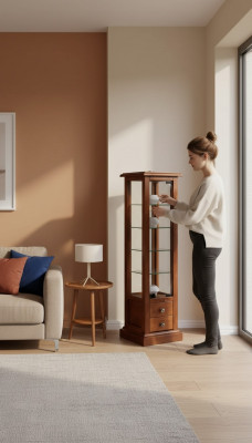 Vitrinn Glas Schaf Echt Holz Vitrin Wunnzëmmer Miwwelen Sideboard Nei