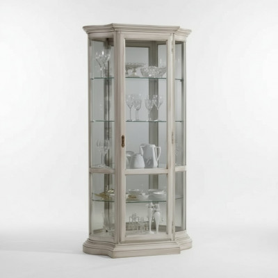 Wunnzëmmer Miwwelen Holz Vitrine Glas Schief Vollholz Sideboard Vitrine