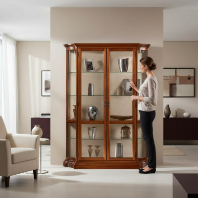 Vitrinn Glas Schaf Vitrin Wunnzëmmer Holz Anrichte Luxus Miwwelen Nei