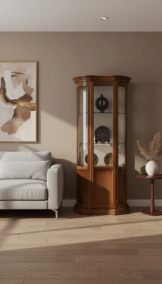 Schaf Braun Holz Design Miwwel Vitrin Anrichte Vitrin Luxus Glas Nei