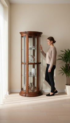 Wunnzëmmer Stilkommode Glas Schaf Vitrin Stilkommode Holz Schief Miwwelen