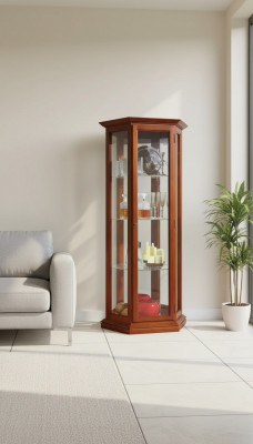 Vitrinneschief Vitrinnen Holz Luxus Wunnzëmmer Miwwelen Schaf Brong Nei