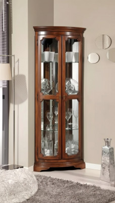 Klassesch Miwwelen Holz Braun Eckvittrinn Vitrinneschaf Italienesch Miwwelen