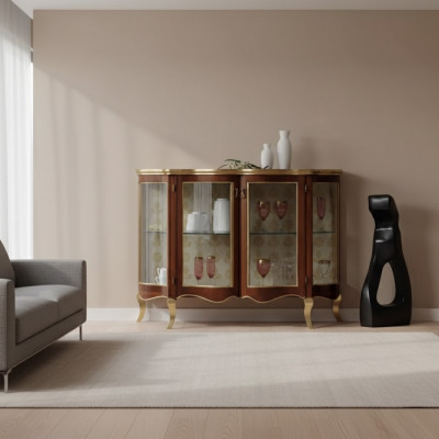 Holz Vitrinen Glas Schaf Echt Holz Vitrine Wunnzëmmer Miwwelen Kommoud