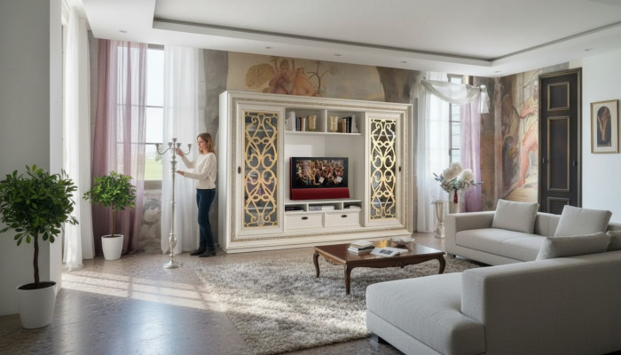 TV Schieferschaf Massivholz Modern Fernsehschaf Wunnwand Echt Holz Nei