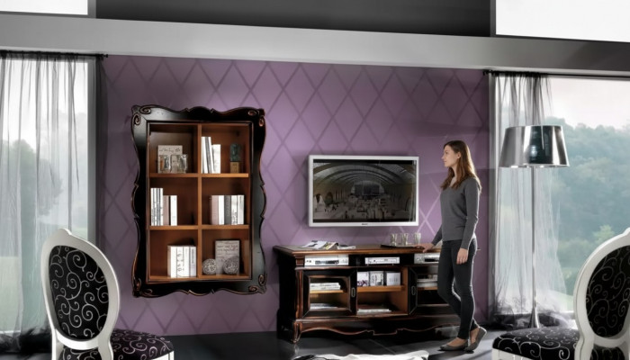 Televisiounsstand Wunnwand Regal Wunnzëmmer Klassesch Holz Design Miwwelen Nei