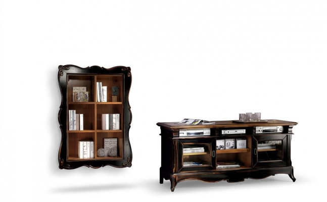Televisiounsstand Wunnwand Regal Wunnzëmmer Klassesch Holz Design Miwwelen Nei