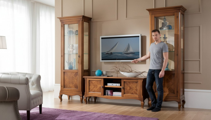 Wunnzëmmer TV-Ständer 2x Vitrin 3tlg. Neit Wunnzëmmermiwwele Set Designer