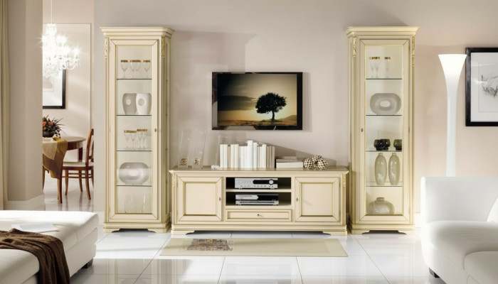 Italienesch Wunnzëmmer Wunnwand 2x Vitrine Schaf Designer Set 3tlg