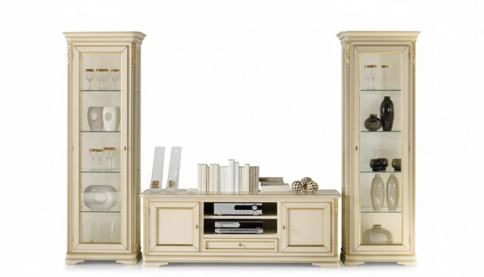 Italienesch Wunnzëmmer Wunnwand 2x Vitrine Schaf Designer Set 3tlg