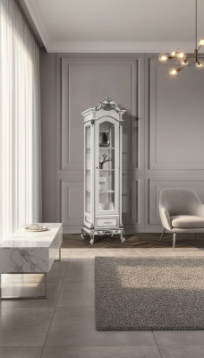 Vitrinn Schaf Glas Wunnzëmmer Wäiss Design Italieneschen Miwwelen Nei