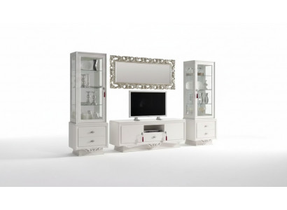 TV-Stänner Italienesch Wunnzëmmer 2x Vitrinn Luxus TV Sideboard Wäiss