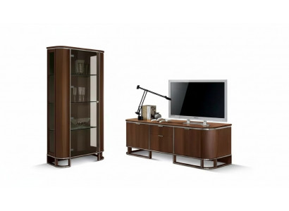TV Ständer Fernseher Mauer Miwwelwand Lowboard Braun Héichglanz Vitrine