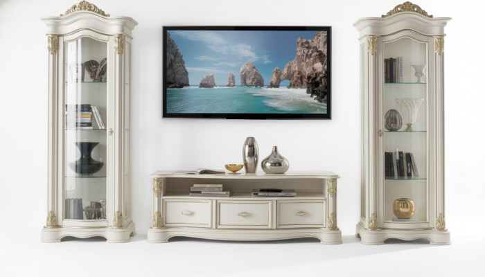 Wunnzëmmer RTV Vitrine Sideboard Kommode Schaf Grupp XXL Set 3 Stéck.