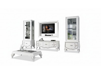 Design Wunnzëmmer Set Vitrin 2x TV-Rahmen Wandregal Wunnwand 4tlg.