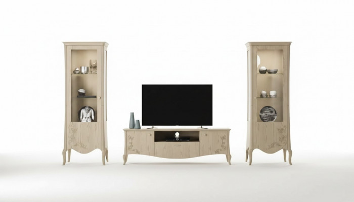 Wunnzëmmer rtv Vitrinn Anricht Regal Luxus Wunn Zëmmer Béis Set 3stéck.