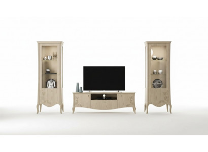 Wunnzëmmer rtv Vitrinn Anricht Regal Luxus Wunn Zëmmer Béis Set 3stéck.